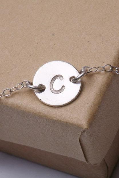 Initial Necklace, Tiny Initial Charm Sterling Silver Necklace, Simple Daily Jewelry, Birthday, Bridesmaid Necklaces