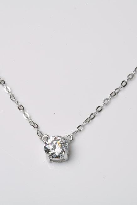 Tiny Pendant Sterling silver Necklace,Cubic Zirconia Diamond,Diamond by yard,Everyday Jewelry,Bridesmaid Gifts,Wedding jewelry