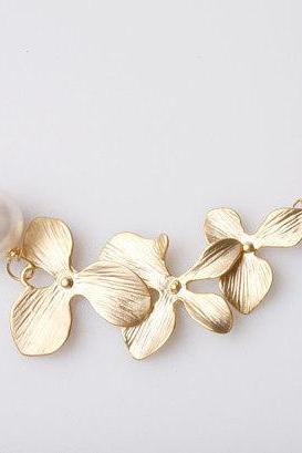 Orchid Flower Necklace,Gold filled necklace,Birthday,Bridesmaid gifts,Bridal jewelry,Flower Jewelry,flower girl