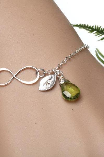 Infinity Monogram Bracelet,Personalized Initial Infinity Bracelet, Bridesmaid's gifts, Infinity birthstone bracelet