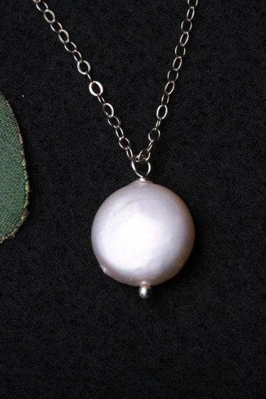 Fresh Water Coin Pearl Sterling Silver Necklace,Simply Daily Jewelry,Birthday,Bridesmaid Gifts,Mother Jewelry,Wedding Jewelry Gift