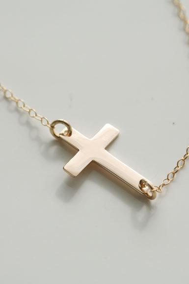 Gold Filled Tiny Cross Necklace,Blessed Necklace,Simply daily Jewelry,Sideways Cross,Gold Filled Necklace