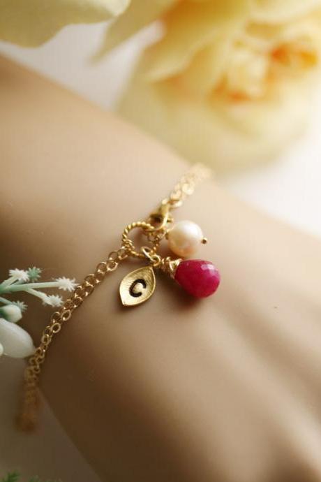 Monogram Bracelet,gold,personalized Initial Leaf Bracelet, Bridesmaid,flower Girl,bridal Wedding Jewelry,leaf Jewelry