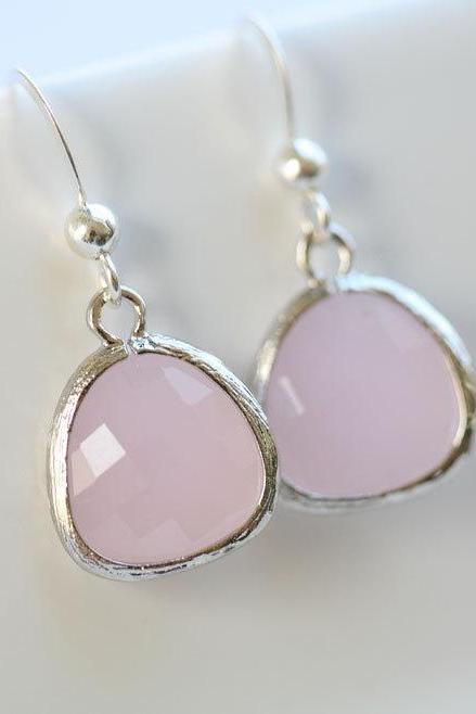 Soft Pink,Rose pink stone Sterling Silver Earrings,Stone in bezel,everday daily Jewelry,Bridesmaid gifts,Wedding Jewelry,Bridesmaid earring