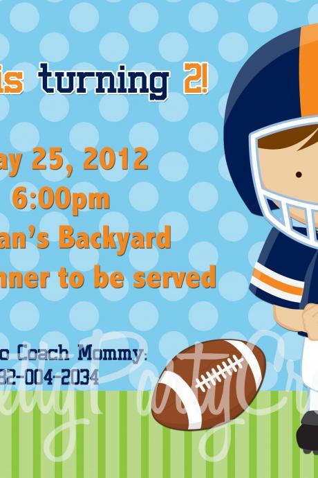 FOOTBALL invitation - U PRINT - photo or no photo - choose your little football player and colours