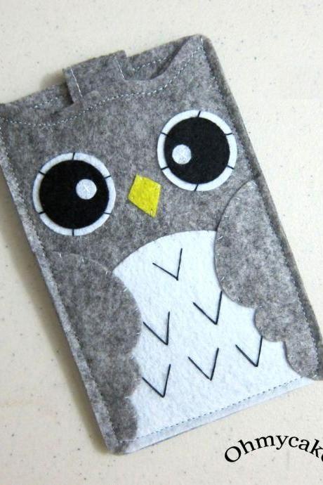 Iphone Case - Cell Phone Case - Iphone 4 Case - Ipod Case - Ipod Touch Case - Handmade Iphone Felt Case - " Kawaii Owl