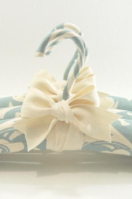 Padded Hangers Robins Egg Blue Damask Print