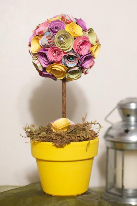 Spring Easter Paper Flower Topiary