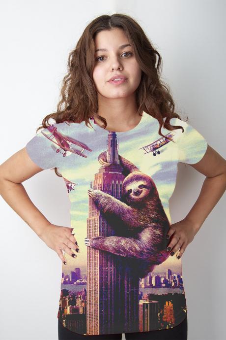 Sloth, Empire State Building, Slothzilla, Women&amp;#039;s Tee, Sloth Shirt, Available S M L Xl 2xl