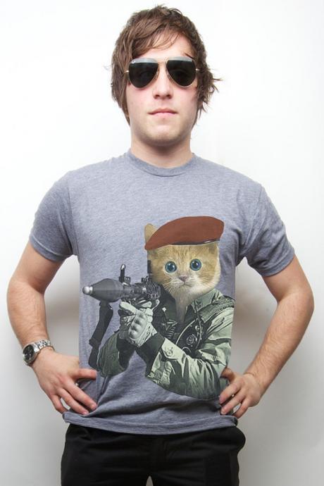 Kitty, Cat, Kitten with RPG, Cat t-shirt, GI Kitty, American Apparel, Available S-XL