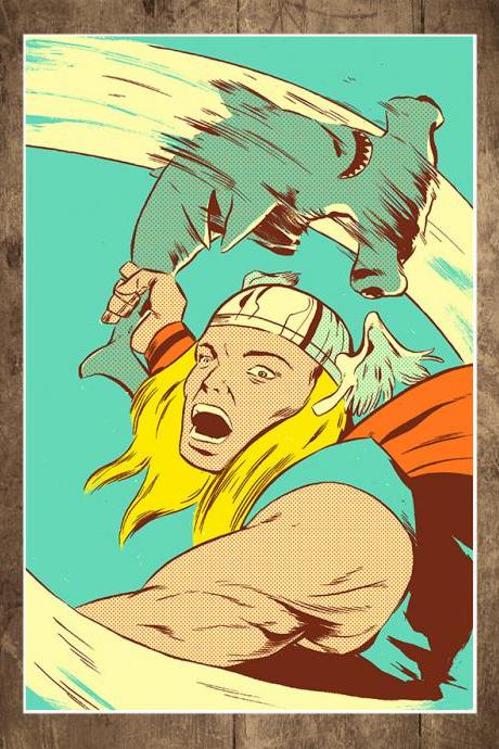 Thor, Shark, Avengers, Hammerhead, Hammer Time, 18 x 24 Art Print, Poster