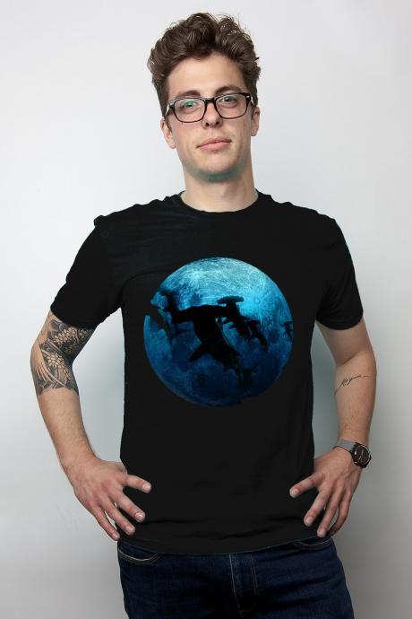 Shark Side of the Moon shark tee, shark week, space tee, Men's Black t-shirt, S-2XL Available