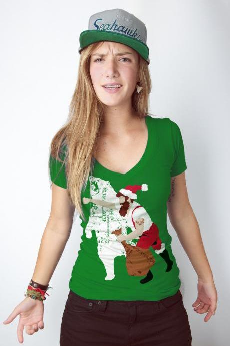 Women&amp;#039;s Christmas Bear Punch, Kelly Green, Available S-xl