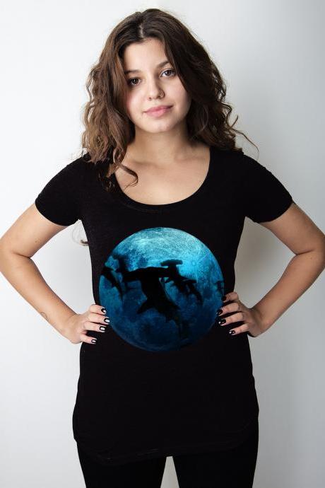 Shark Side of the Moon Women's Deep V-Neck, Night, Sea Creature, Black V neck, t-shirt, Sharp Shirter, S-2XL Available