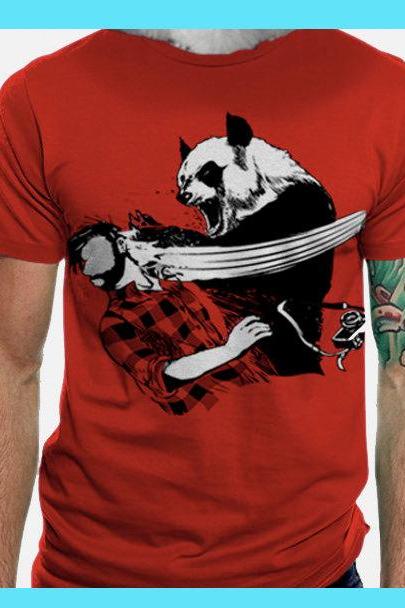 Panda t-shirt, Bear tee, Red tshirt, Available in S M L XL 2XL
