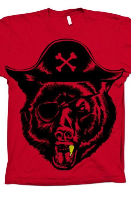 Pirate tshirt, Pirate tee, Pirate t-shirt, Grizzly Bear, Black Bear, Red Available S-2XL