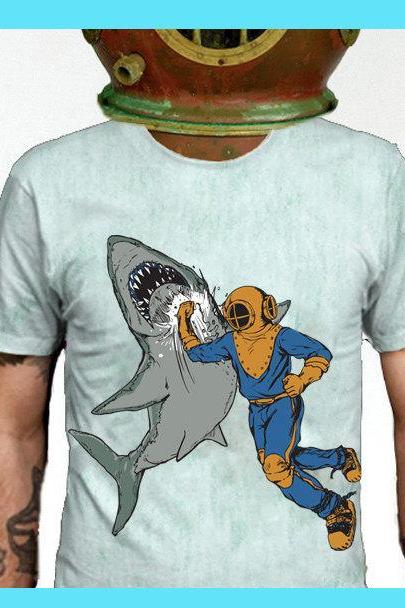 Shark T-shirt, Shark Tee, Shark Shirt, American Apparel Seafoam Available S Xl 2xl