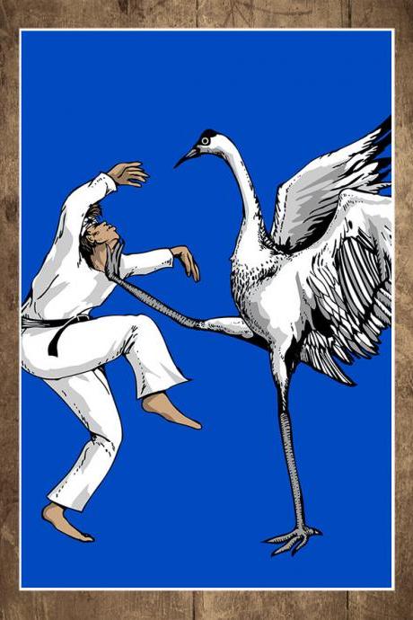 Crane, Karate, Art Print, Illustration, Digital Print, Funny Poster, Movie Poster, 18 x 24