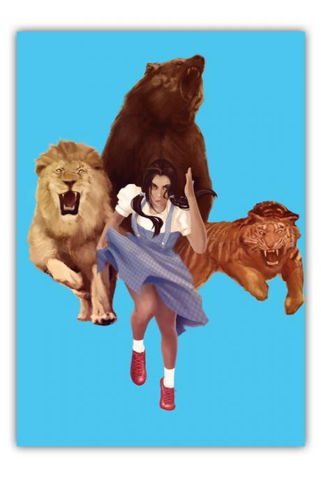 Lion, Tiger, Bear, Oh Fxxx, Wizard of Oz, Dorothy, 16x20 Stretched Canvas Ready to Hang