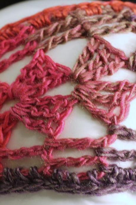 Crochet Boho Headwrap, Pink, Lilac Handmade Hair Accessory, Dreads Wrap or Hair Band