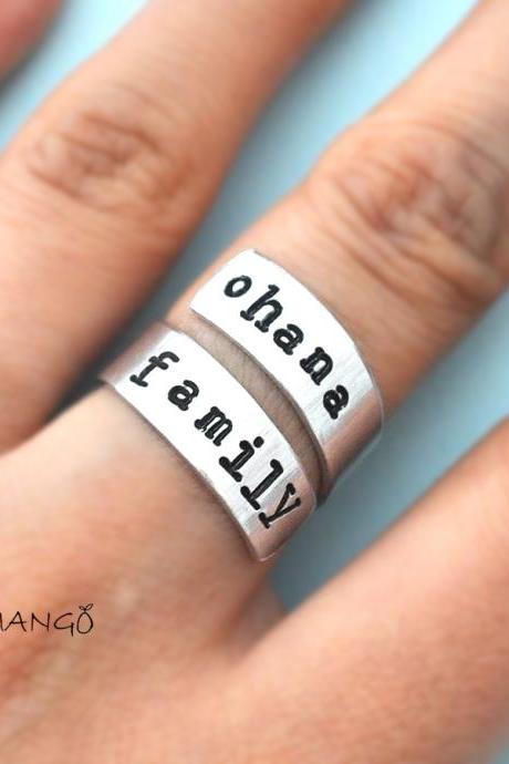 Ohana Family ring, Custom Ring, Personalized Ring, Family ring, family gifts, Twist ring, wrapped ring, Adjustable ring