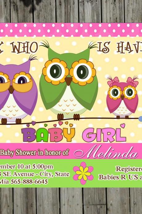 Sweet Owl Baby Shower Party Invitations For Boy Or Girl (unlimited Prints)