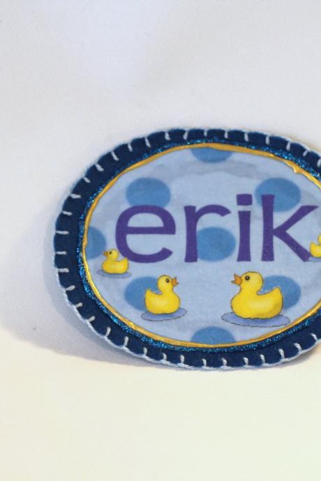 Baby Duckie Name Patch, Personalized Hand Embroidered, Painted Decorative Accessory for Jeans, t shirts, bags