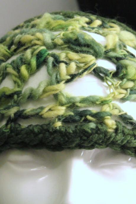 Emerald Green Multi Headband, Boho hairwrap, dreads wrap, crochet from art fibers