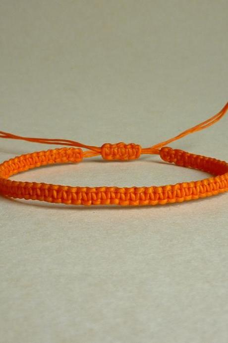 Simple Single Orange Braided Adjustable Friendship Bracelet