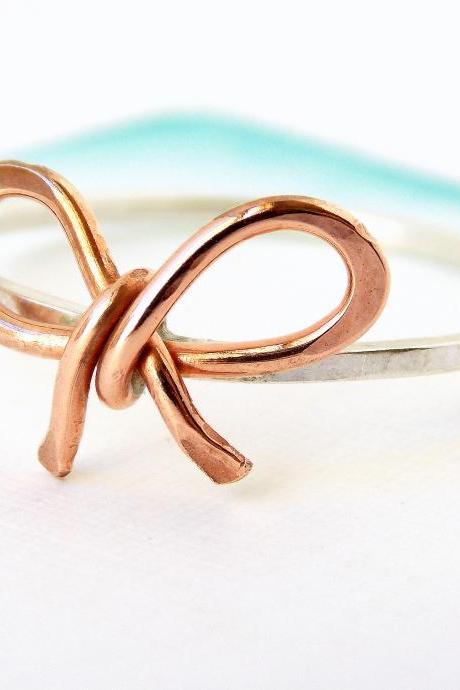 Forget Me Knot Bow Ring-- Friendship Ring, Copper Bow