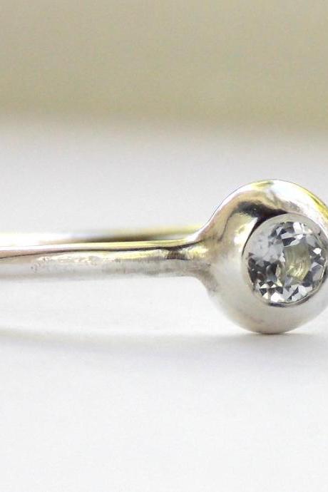 White Topaz Pebble Ring: Sterling Silver Ring, Stacking Ring, Minimalist, Modern