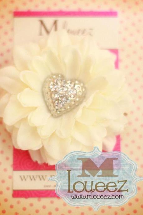 Bling, Bling Studded Jewel Center Of Gorgeous White Dahlia