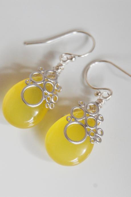 Gorgeous Yellow Chalcedony dangle Earrings
