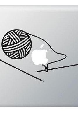 Knitting, Knit Needles Stickers Decal for Macbook, Macbook Pro, IPad and Laptops