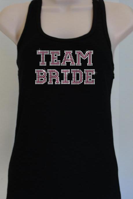Team Bride Bachelorette Rhinestone Lace Tank Top Collegiate