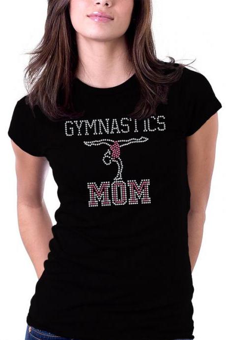 Gymnastics Mom Rhinestone Shirt Pink Rhinestones
