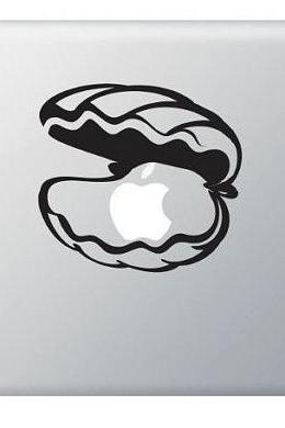 Sea Shell, Clam Apple Pearl Vinyl Decal for Macbook, Macbook Pro, IPad, Laptops