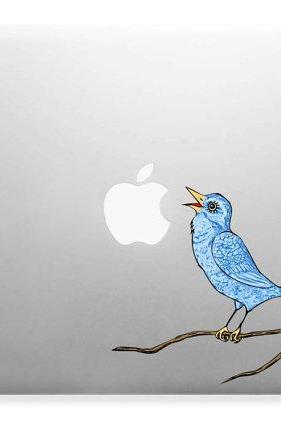 Singing Bluebird, Bird Art Decor Apple Laptop Wall Paper Sticker Decal Full Color