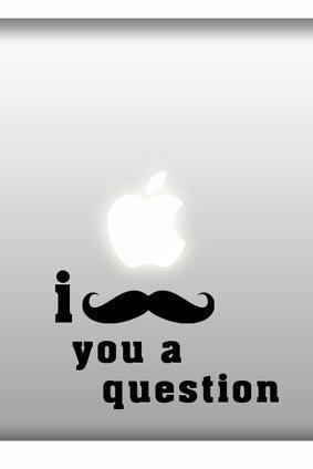 I Mustache You a Question Funny Vinyl Decal for Apple Macbook, Laptops, IPad,Geek - SALE