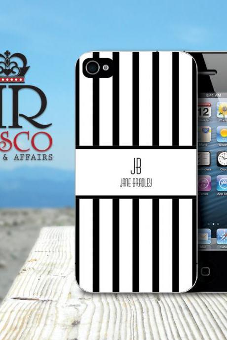 Personalized iPhone Case, iPhone 4 Case, iPhone 4s Case, iPhone Case, Stripe iPhone Case, Black and White (32)