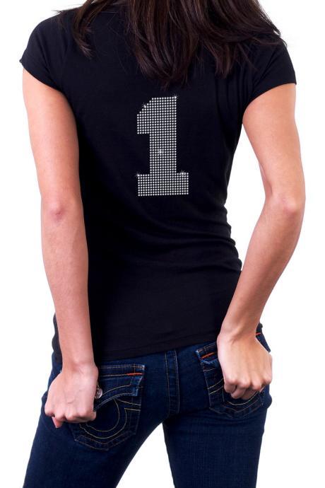 Custom Personalized Sports Jersey Number Rhinestone Shirt