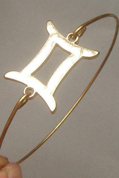 Gemini Style 4-personalized Zodiac Constellation bangle bracelet - May June Birthday
