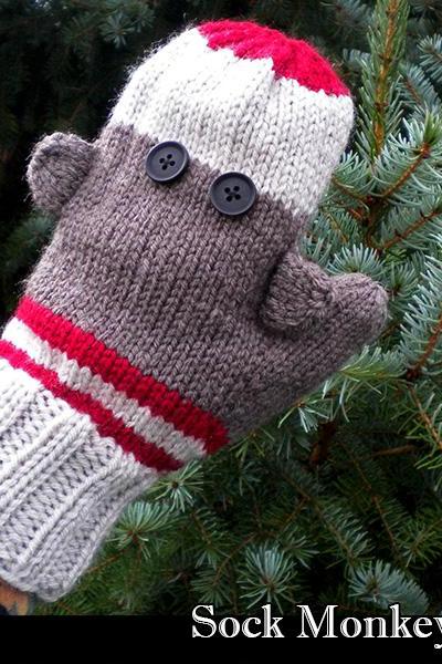 Sock Monkey Mittens Knitting Pattern