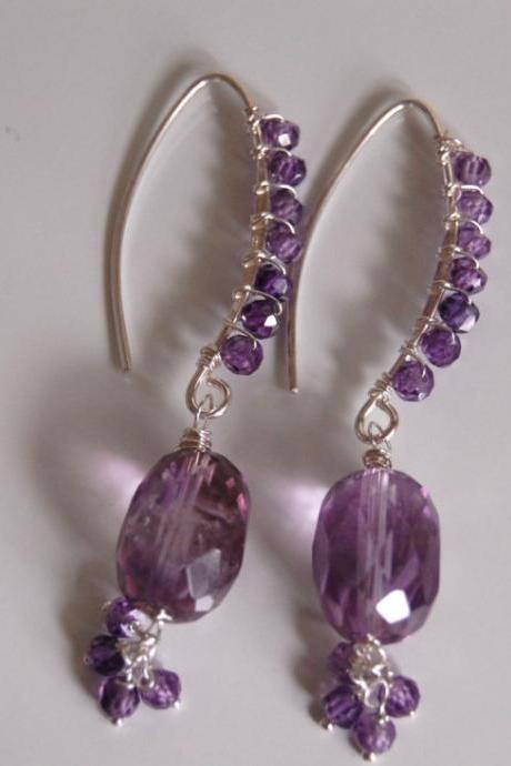Shaded Amethyst and natural purple zircon earrings