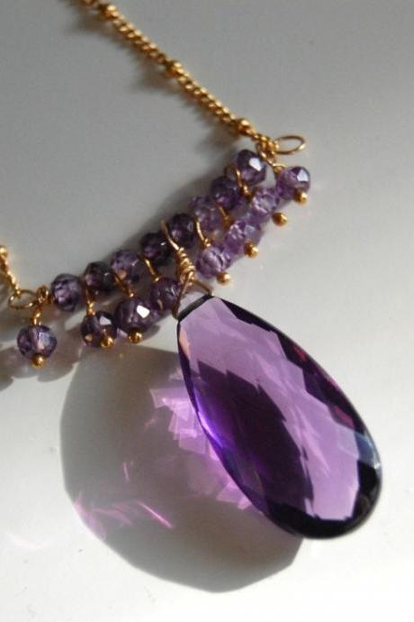 AAA elongated Amethyst ,natural purple zircon necklace