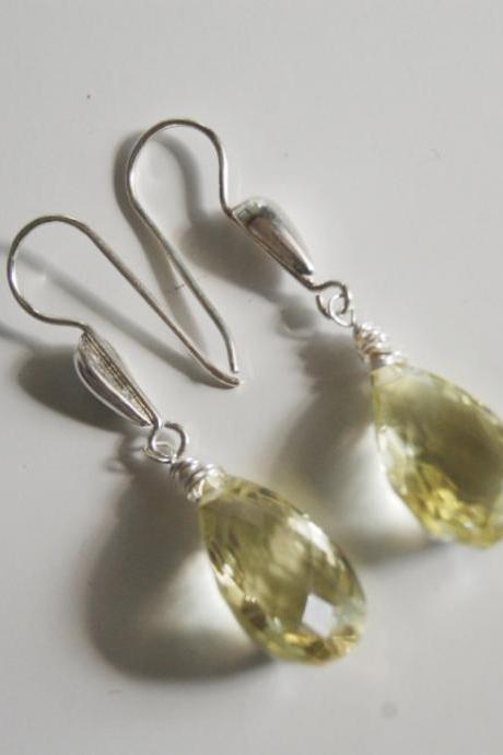 Gorgeous Lemon quartz dangle earrings with sterling silver