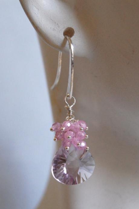 AAA Pink Amethyst and rose quartz earrings
