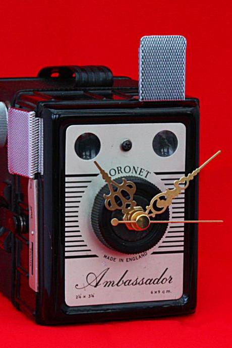 Clock Coronet Ambassador Camera Vintage Upcycled Geekery