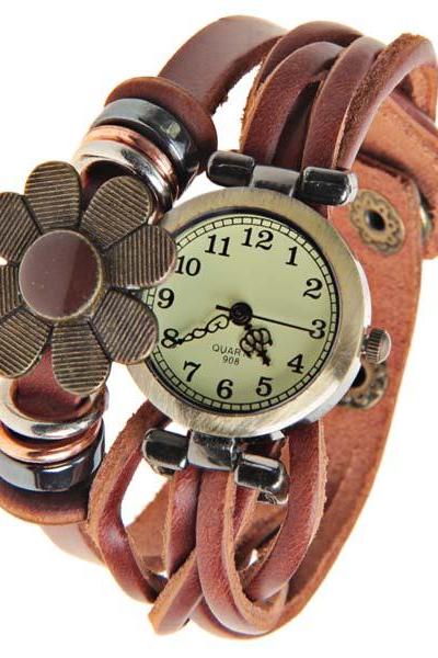 Free Shipping Round Dial Leather Watch Band Watch