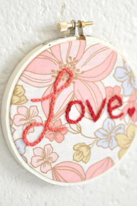 Love. Floral Mothers Day Ornament. Rose Pink And Red